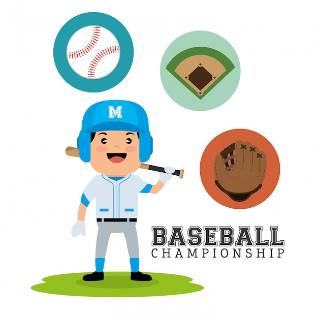 baseball championship concept player bat ball glove and field