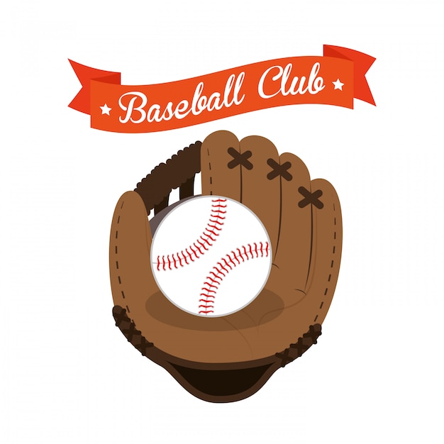 Free Vector baseball club glove and ball illustration