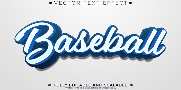 Free vector baseball editable text effect editable sport and game text style