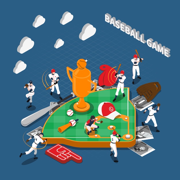 Baseball Game Isometric Composition