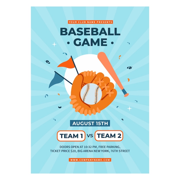 Free vector baseball poster template design