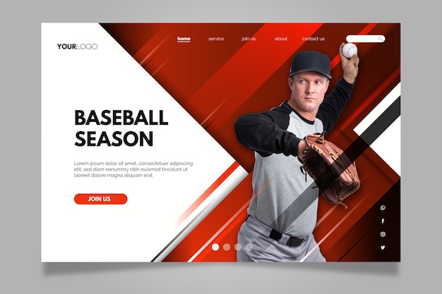 Free Vector baseball season sport landing page