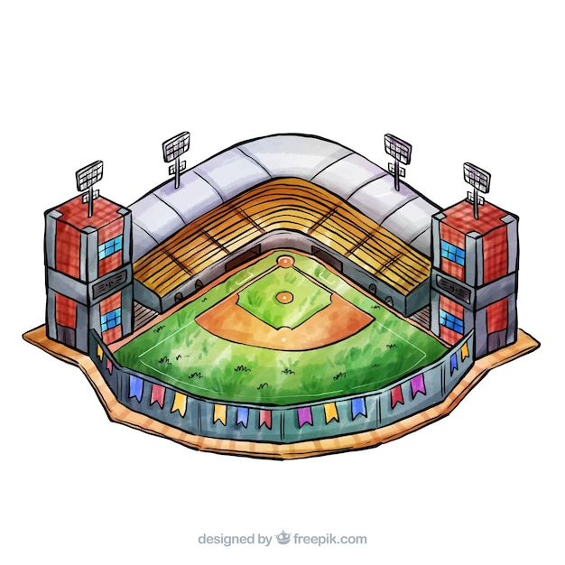 Free Vector baseball stadium in isometric style