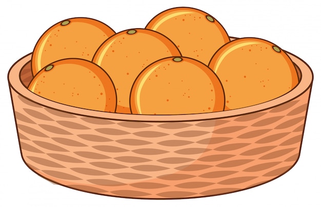 Free Vector basket of oranges on white 