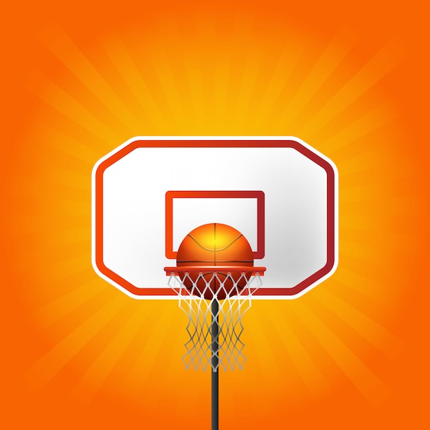 Free Vector basketball basket and ball with lines background