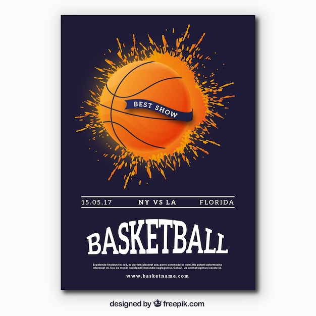 Free Vector basketball brochure with paint splatter