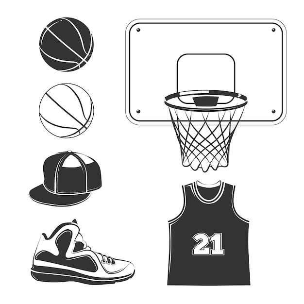 Free Vector basketball club black elements set