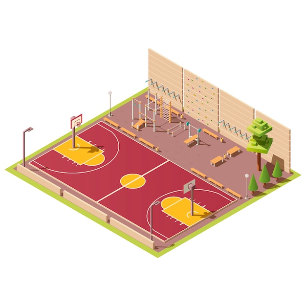 Basketball field and workout area