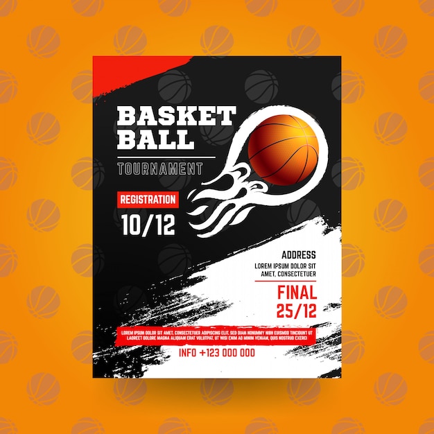 Basketball flyer with grunge style