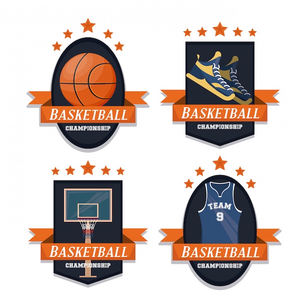 Free Vector basketball sport set of emblems