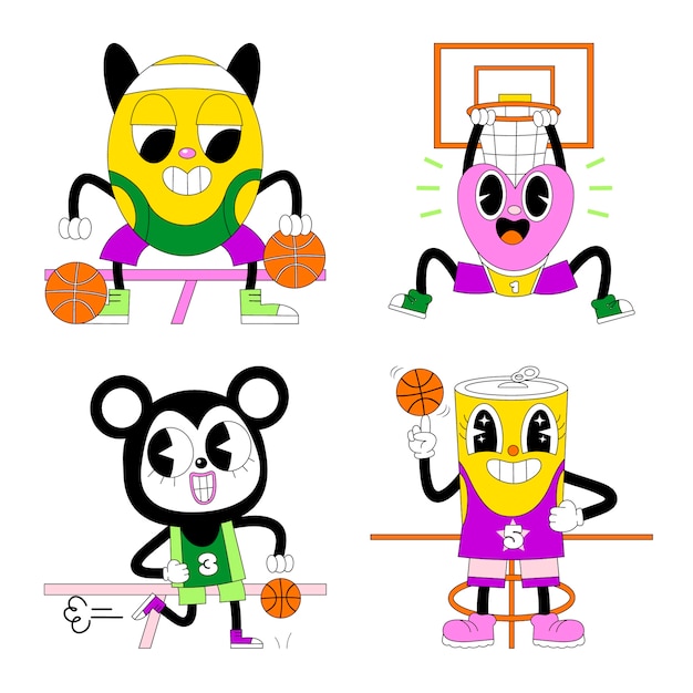 Free Vector basketball stickers collection