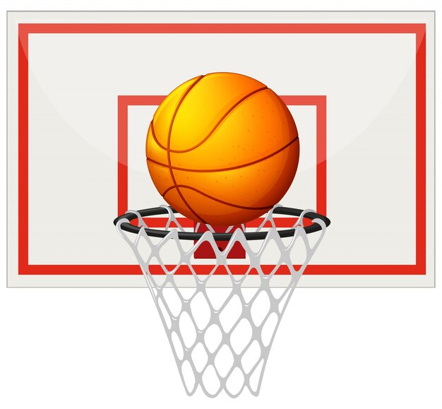 Basketball with basketball board and net illustration