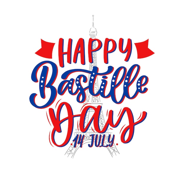 Bastille day lettering concept