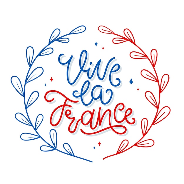 Free Vector bastille day lettering with leaves