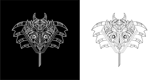 Free Vector bat dark machine line art illustration set