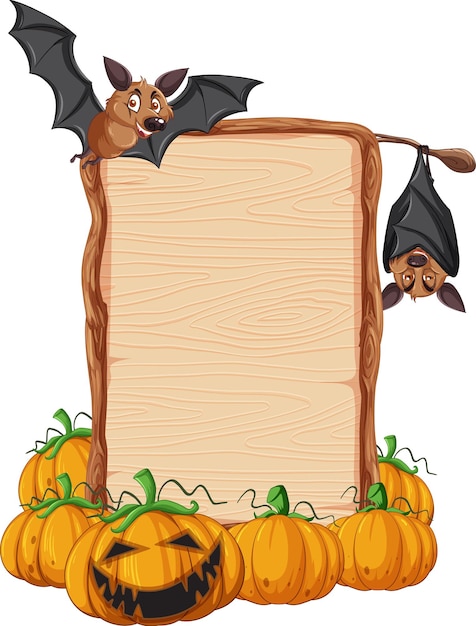 Free Vector bat with wooden sign banner