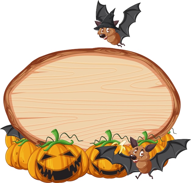 Free vector bat with wooden sign banner