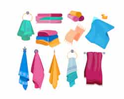 Free vector bath, beach, kitchen towels set