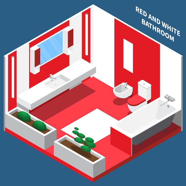 Bath Room Interior Isometric Composition