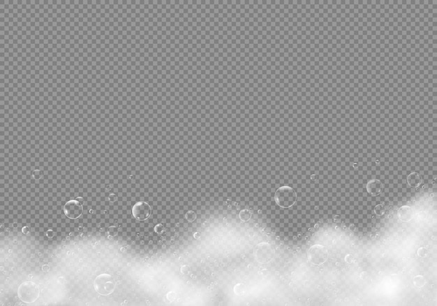 Free vector bath shampoo foam with bubbles isolated on transparent background vector white soap water