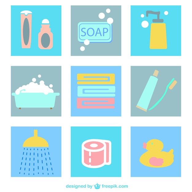 Bathroom flat icons pack 