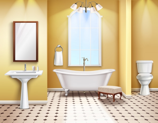 bathroom interior realistic illustration