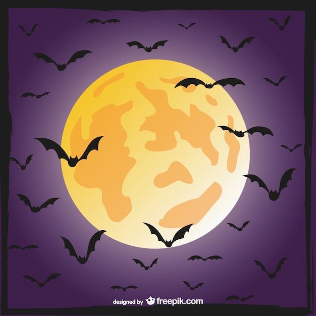 Free Vector bats and moon scene