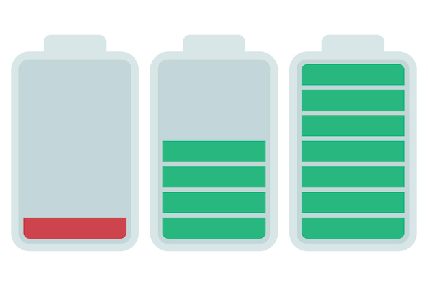 Free vector battery full half full and empty