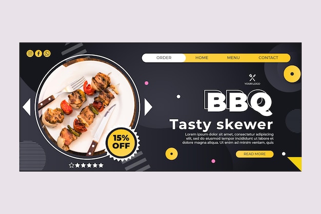 Bbq best fast food restaurant landing page template