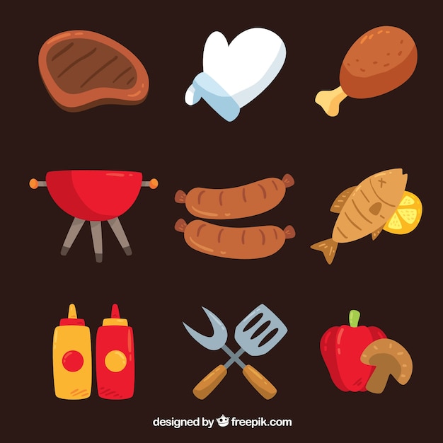 Bbq element collection in flat design