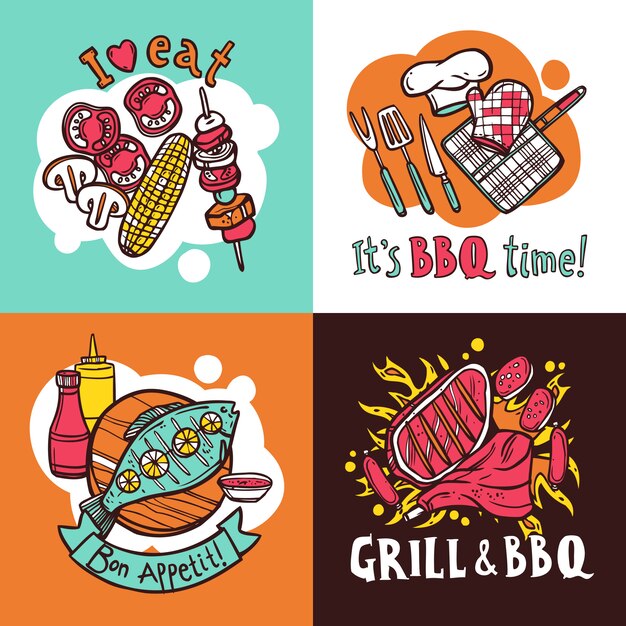 Bbq Grill Design Concept Set