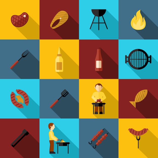 Free Vector bbq grill icon flat