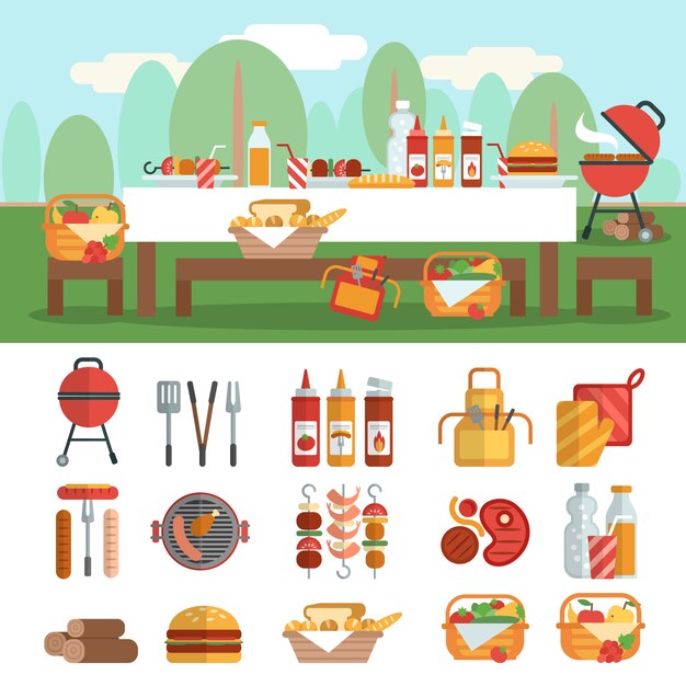 BBQ party banner set