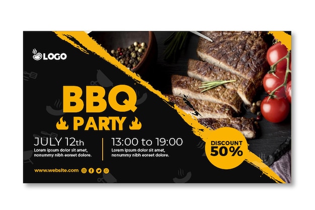 Bbq party banner template