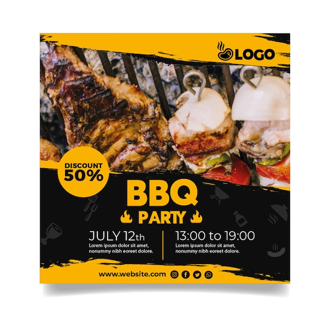 Free Vector bbq party flyer template