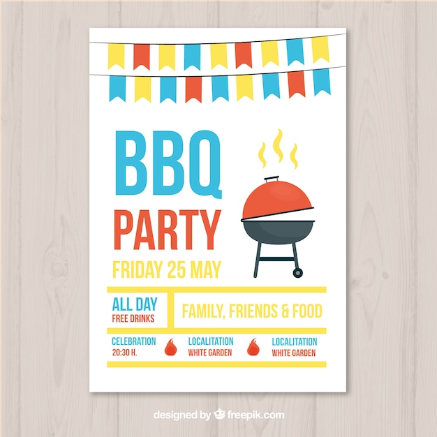 Bbq party invitation in flat design