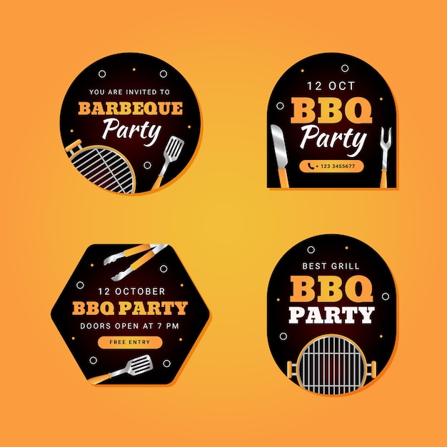 Free Vector bbq party labels  template