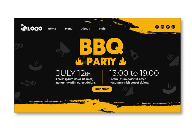 Bbq party landing page template