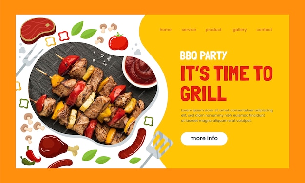 Free Vector bbq party landing page template