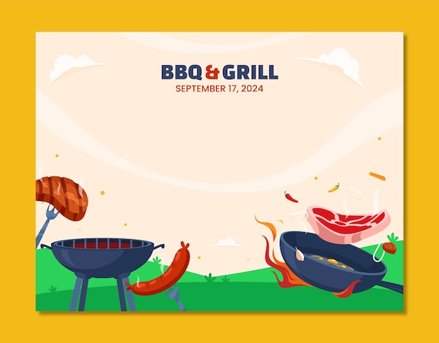 Free Vector bbq party photocall template