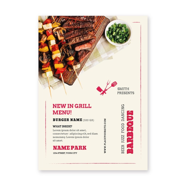 Bbq picnic meat on skewers poster