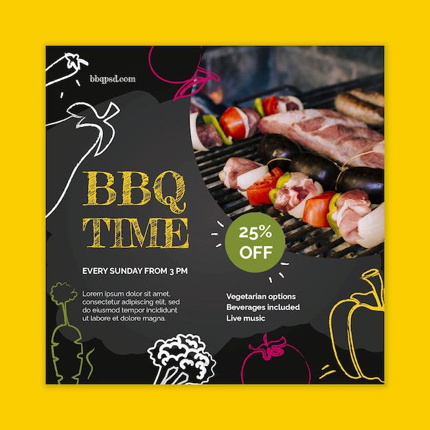 Bbq time squared flyer template