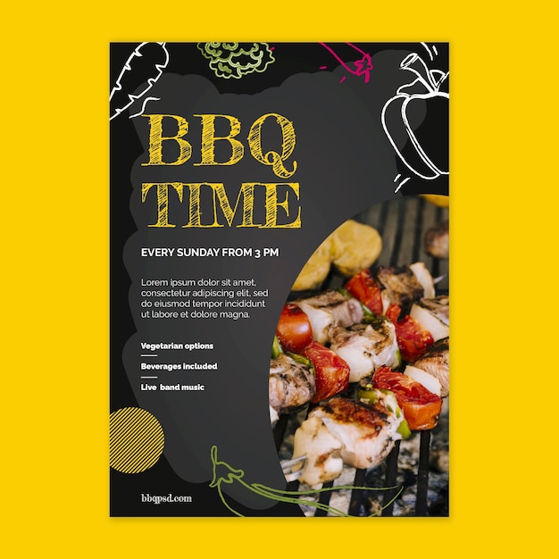 Bbq vertical flyer template