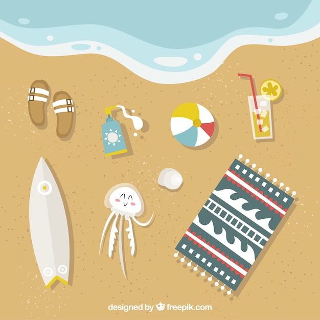 Free Vector beach background with summer elements