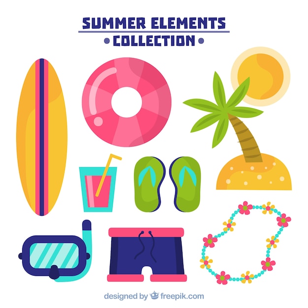 Free Vector beach elements collection