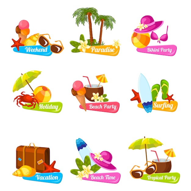 Free Vector beach emblem set