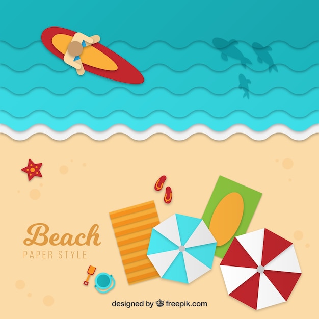 Free Vector beach from the top with paper texture