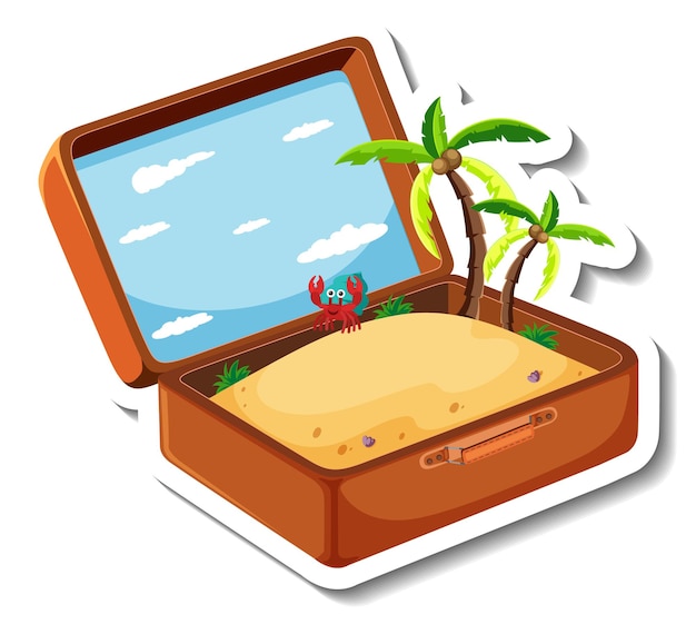 Beach holiday with opened suitcase