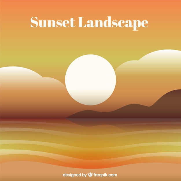 Free Vector beach landscape background at sunset