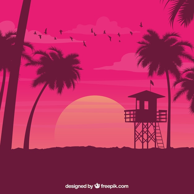 Beach landscape background at sunset